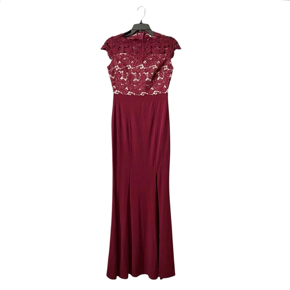 Rephyllis Bridesmaid/Prom Long Dress Women's Size S Wine Formal Lace Layered NWT